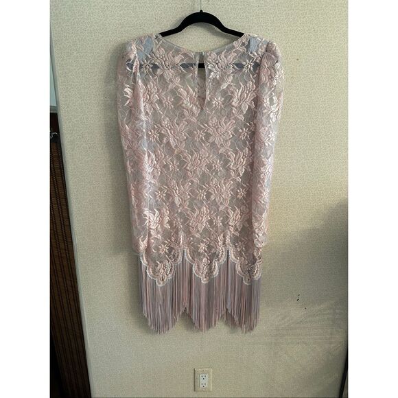 Vintage lace and fringe dress overlay. - Picture 7 of 9